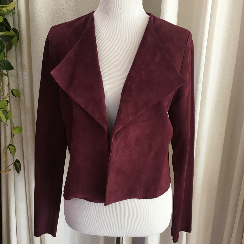 Kate Spade Burgundy Suede Jacket Medium New! - Picture 4 of 8